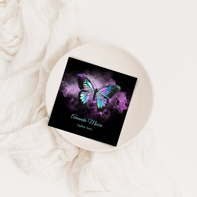 Bolograf opal för blå fjäril-livets tränare fyrkantigt visitkort (Skapare uppladdad)