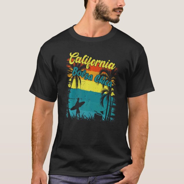 Bolsa Chica California Beach Surfa Ca Retro Vacati T Shirt (Framsida)