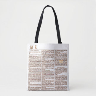 Bolsa con Monogram och Old Spain Newspaper Page Tygkasse