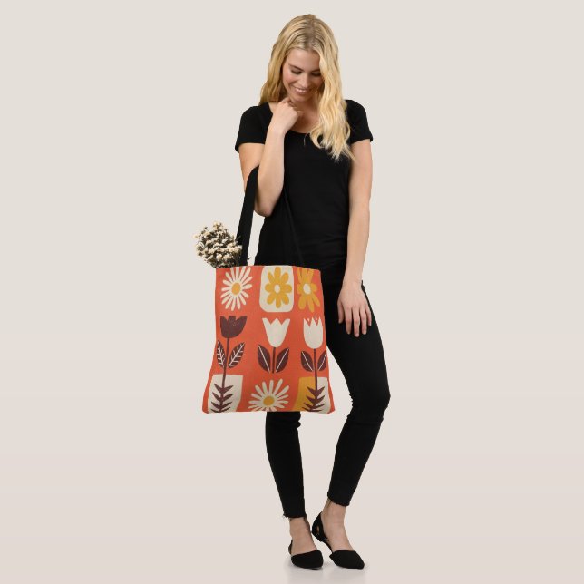 Bolsa de hombro, tela, diseño de flores  tygkasse (På modell)
