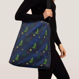 bolsa de natal azul verde, vermelho, dourado axelväska