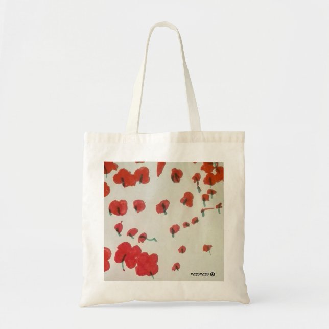 bolsa de tela con campo de amapolas tygkasse (Framsidan)
