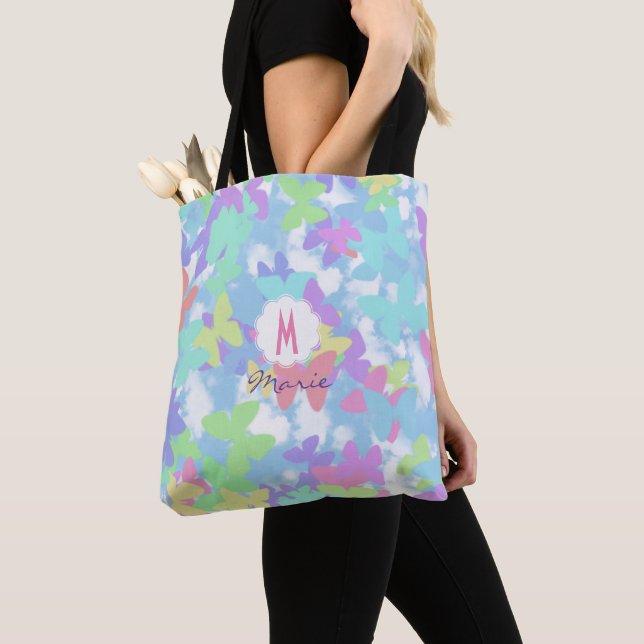 Bolsa de tela con estampado de mariposa tygkasse (Närbild)