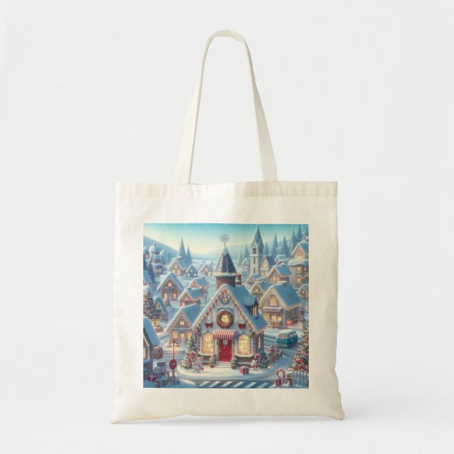 Bolsa de tela con paisaje navideño tygkasse (Framsidan)