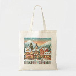 Bolsa de tela con paisaje navideño tygkasse
