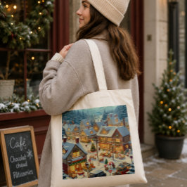Bolsa de tela con paisaje navideño tygkasse