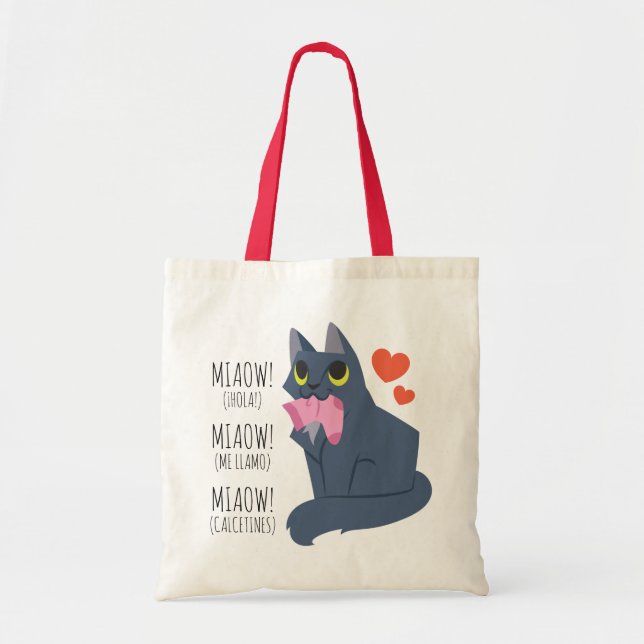 Bolsa de tela Gato ¡Me llamo Calcetines! Tygkasse (Framsidan)