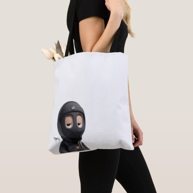 Bolsa Tote - Futuro em Movimento (Black & White) Tygkasse (Närbild)