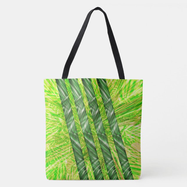 Bolsa verde amarelado com riscos e traços "bambu" tygkasse (Framsida)