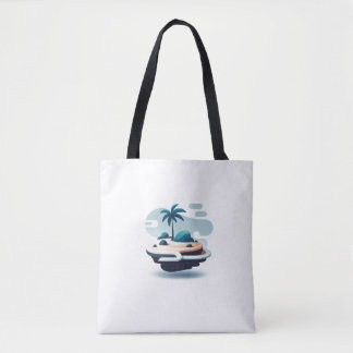 Bolso blanco con diseño de isla tygkasse