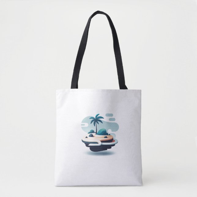 Bolso blanco con diseño de isla tygkasse (Framsida)