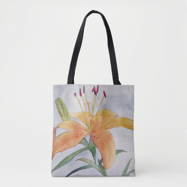 Bolso con acuarela de lirio naranja tygkasse (Framsida)