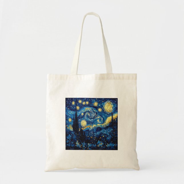 Bolso de tela de La noche estrellada de Van Gogh Tygkasse (Framsidan)