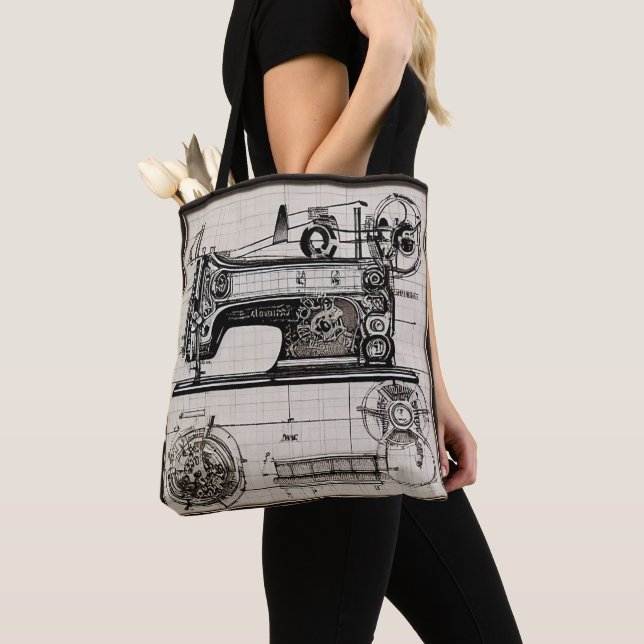  "  Bolso Old Planes Sewing Machine: Elegancia   Tygkasse (Närbild)