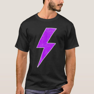 Bolt Lightning Purple White Design Team Sports  T Shirt