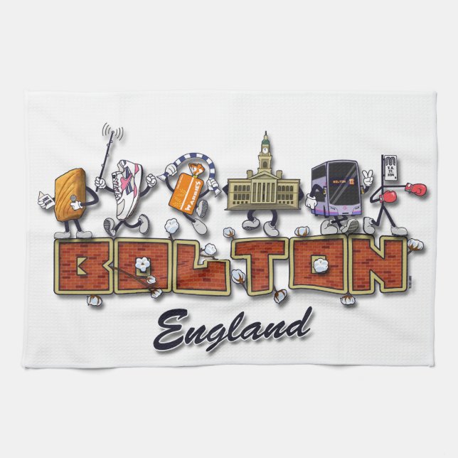 Bolton tecknade figurer kökshandduk (Horisontell)