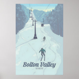 Bolton Valley Vermont USA Skidort Resoraffisch Poster