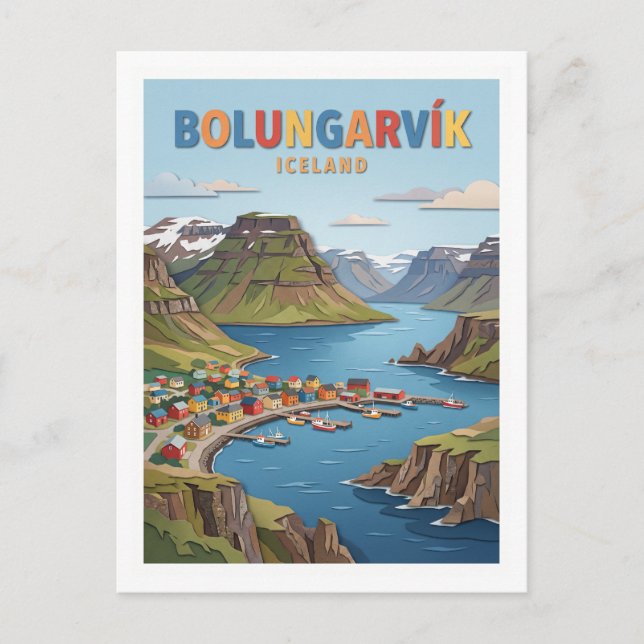 Bolungarvík Island Vykort (Framsida)
