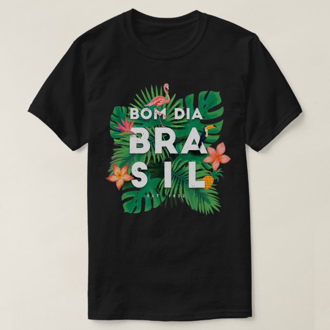 Bom Dia Brasil Sydamerika Flamingo Handflatan & Fl T Shirt (Design framsida)