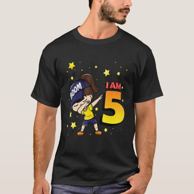 Bom jag är 5 Flicka Födelsedag 5-årsdag T Shirt (Framsida)
