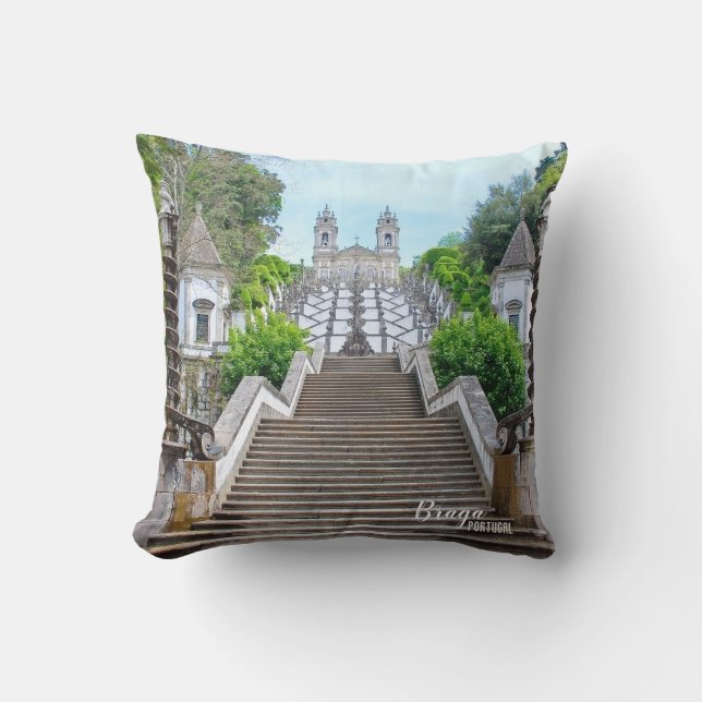 Bom Jesus Braga Sanctuary-foto med bön Kudde (Framsida)