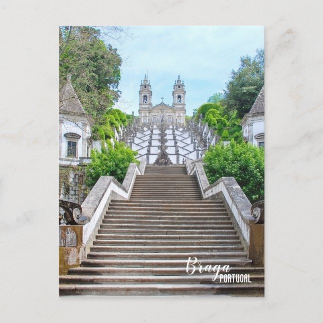 Bom Jesus Braga Sanctuary-foto med bön Vykort (Framsida)