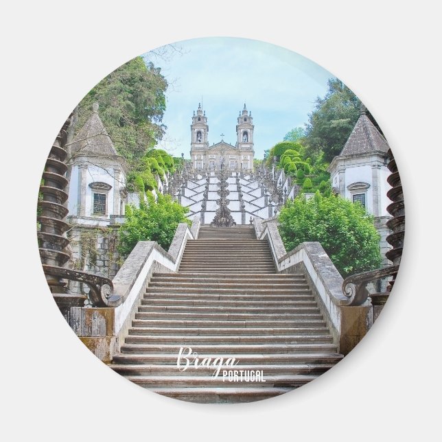 Bom Jesus de Braga, katolska Sanctuary, Portugal Magnet (Framsidan)