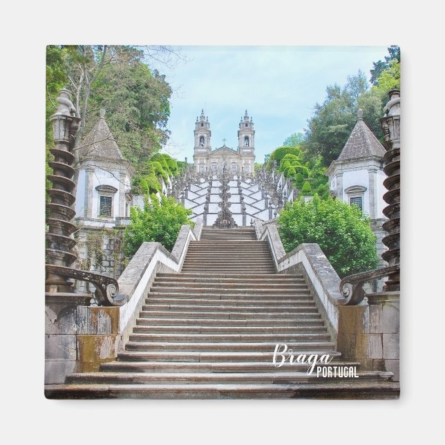 Bom Jesus de Braga, katolska Sanctuary, Portugal Magnet (Framsidan)