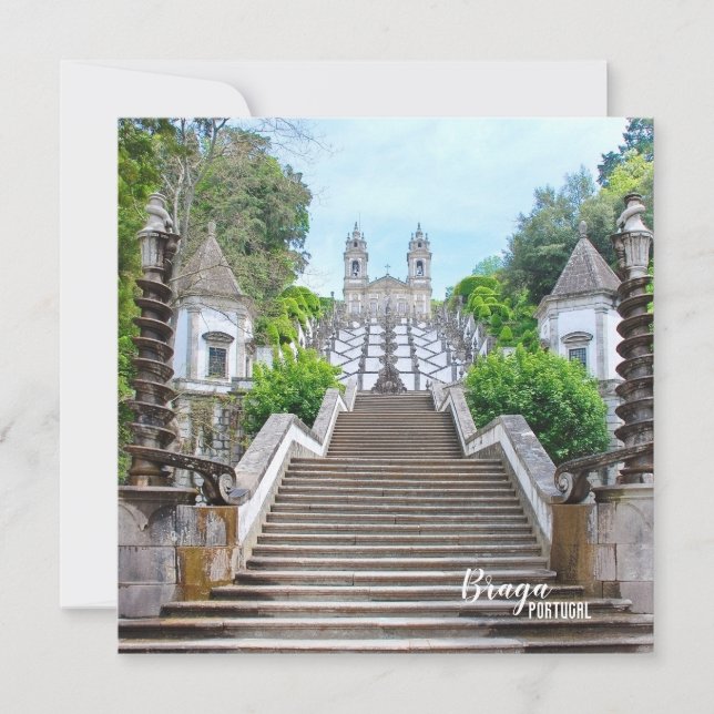 Bom Jesus de Braga katolska Sanktuary med bön (Framsida)