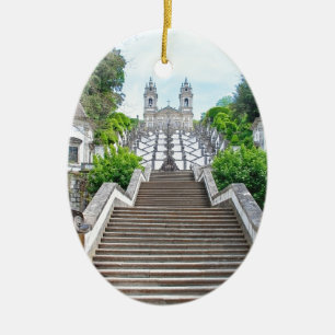 Bom Jesus do Monte Sanctuary Portugal, med bön Julgransprydnad Keramik