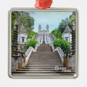 Bom Jesus katolska systerfoto, Braga, Portugal Julgransprydnad Metall