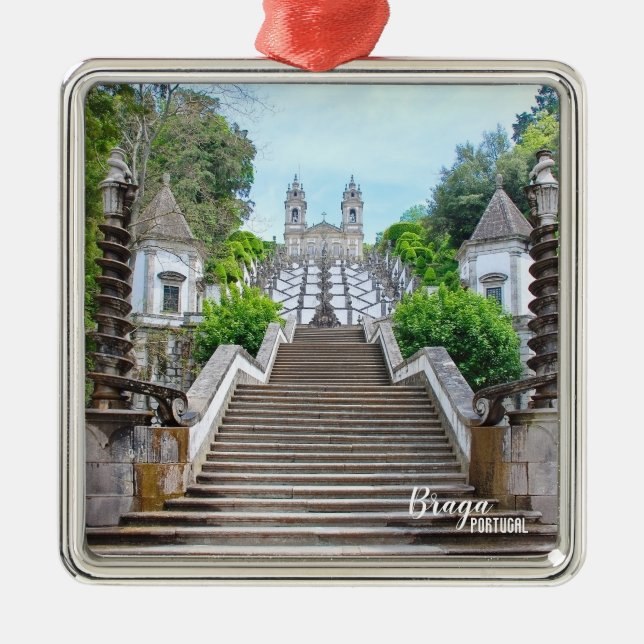 Bom Jesus katolska systerfoto, Braga, Portugal Julgransprydnad Metall (Framsidan)