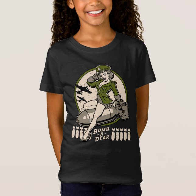 Bomb-A-Bäste Bomber Nose Art-Pinupet T Shirt (Framsida)