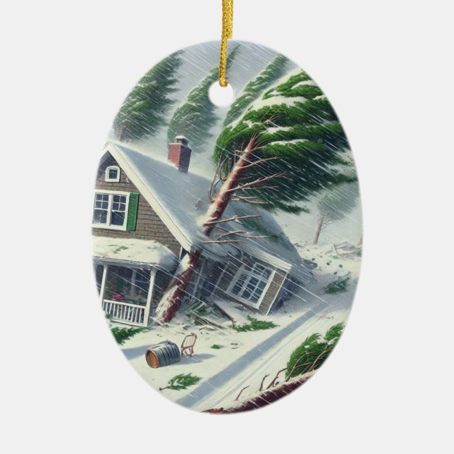 Bomb Cyclone House 4 Julgransprydnad Keramik (Framsidan)