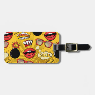 Bomb Retro Läppar Red/Guld ID553 Bagagebricka