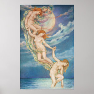 Bombammar som rinner ut i havet Evelyn De Morgan Poster