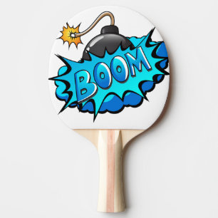 Bombarderar komisk stil för popkonst bang! pingisracket