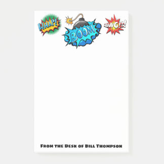 Bombarderar komisk stil för popkonst bang! post-it block