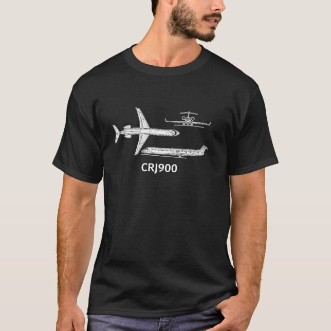 Bombardier crj 900 CRJ 900 flygplan Long Sle T Shirt (Framsida)