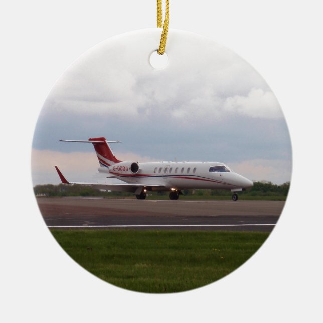 Bombardier Lear Jet 45XR Julgransprydnad Keramik (Framsidan)