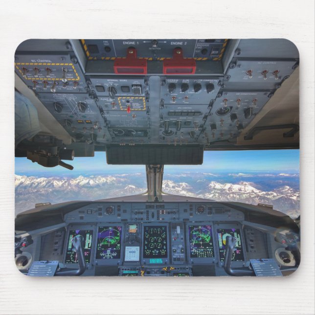 Bombardier Q400 Cockpit över Alpernorna Musmatta (Framsidan)