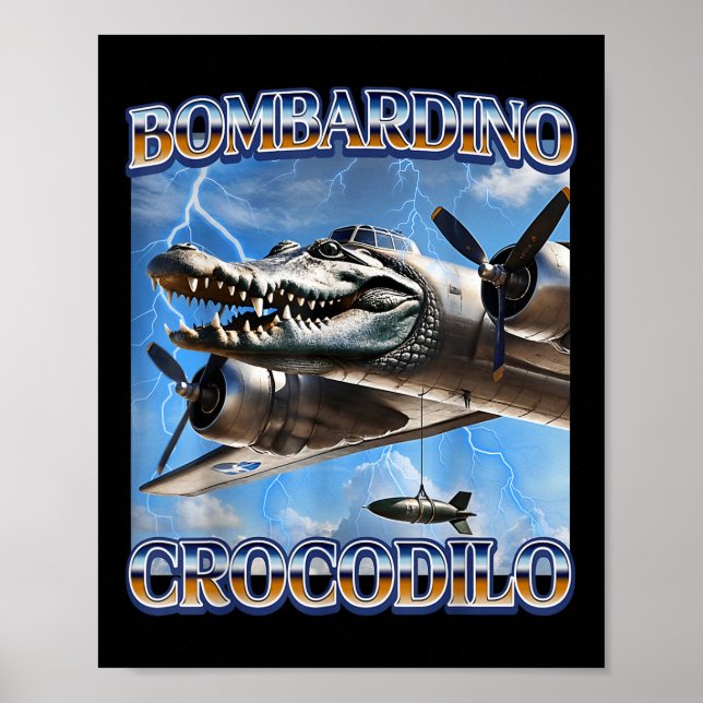 Bombardino Crokodilo Funny Italy Brainrot Memes Poster (Framsidan)