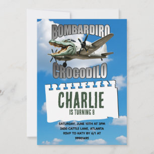 Bombardiro Crocodilo födelsedagsinbjudan Inbjudningar