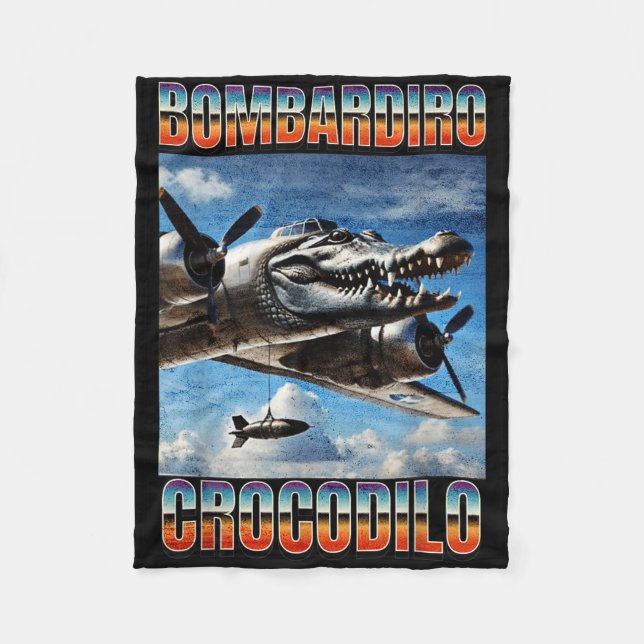 Bombardiro Crokodilo Funny Trendig Italienska Brai Fleecefilt (Framsidan)
