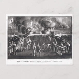 Bombardment Fort Sumter, Charleston Harbour Vykort