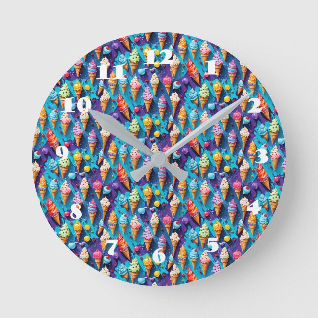 Bombastiska, färgstarka iskrämer rund klocka (Framsida)