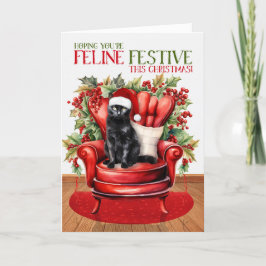Bombay Black jul Cat KATTDJUR Festive Helgkort