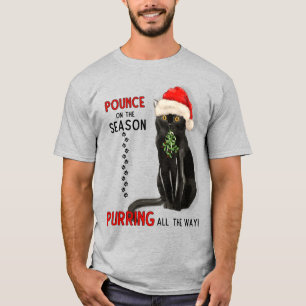 Bombay Cat Breed Black Kattunge i Santa Hat T Shirt