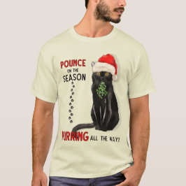Bombay Cat Breed Black Kattunge i Santa Hat T Shirt