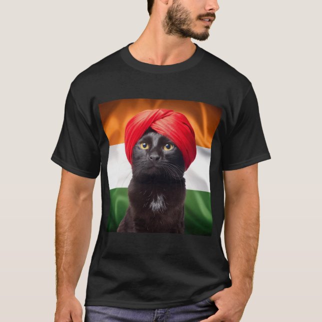 Bombay Cat Breed Wearing Turban T Shirt (Framsida)